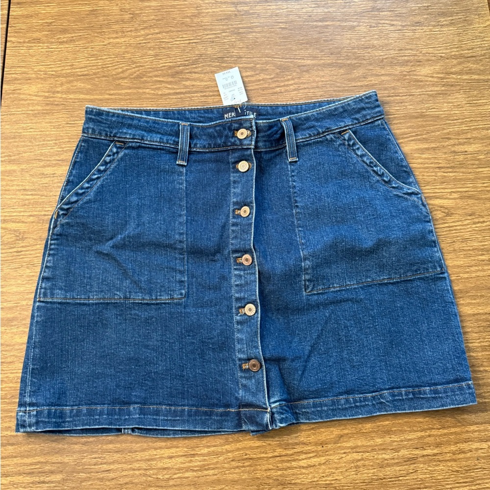 J. Crew Factory Denim Button-Front Skirt